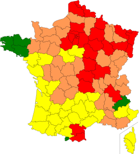 Hitze In Frankreich in Karte